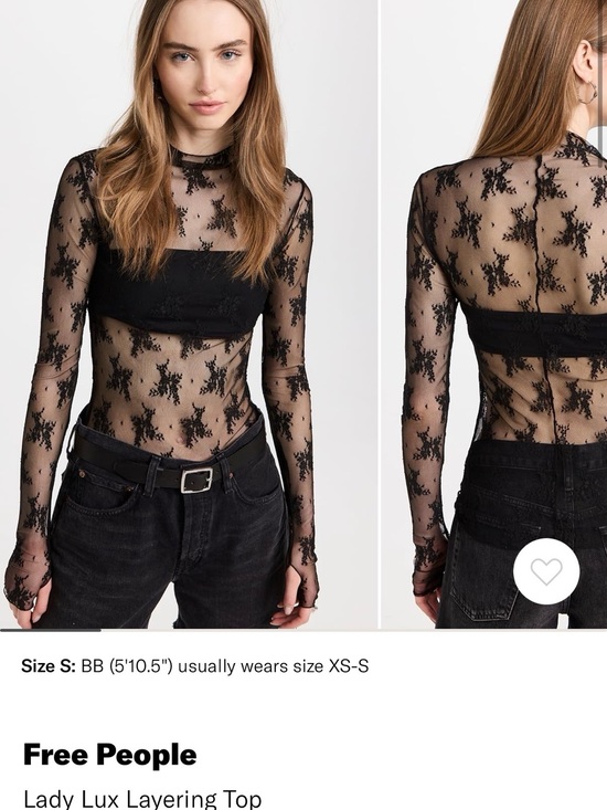 Free People Tops - Free People Black Sheer Lace Long-Sleeve Top